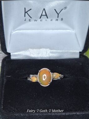 Kay Jewelers Rare Trinity 3 Stone Precious Fire Opal Ring
